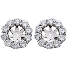 1 1/2ct Diamond Halo Earring Studs Jackets White Gold (6-6.7mm)