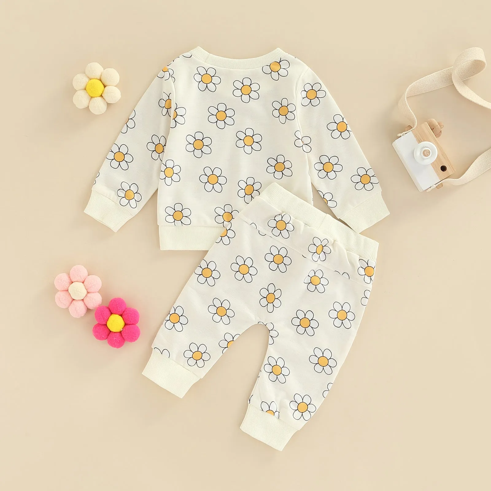 2 Pieces Set Baby Kid Girls Flower Print Tops And Pants Wholesale 231130122