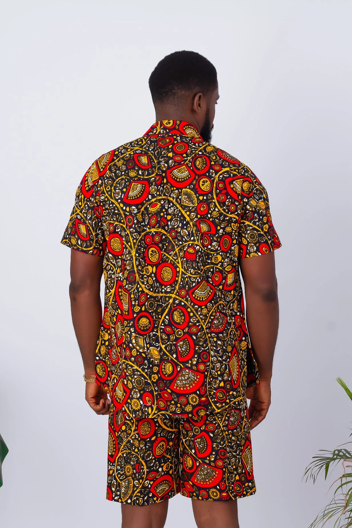 African Print Short Sleeve Shirt & Shorts for Men - Azuka