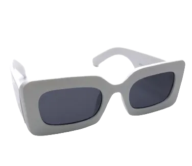 AJ Morgan White Chunky Square Sunglasses One Size