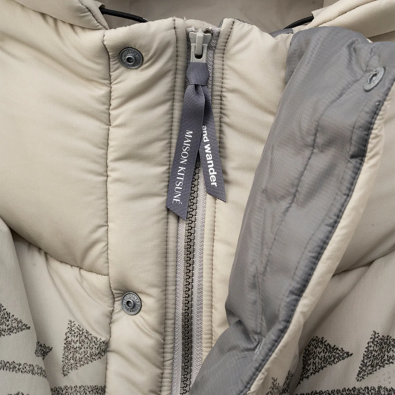 And Wander x Maison Kitsune Nordic Border Insulation Jacket Beige