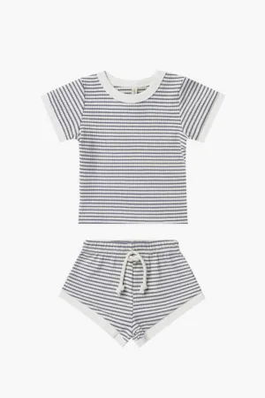 Baby Set Quincy Mae Ribbed 2-Piece Indigo Stripe