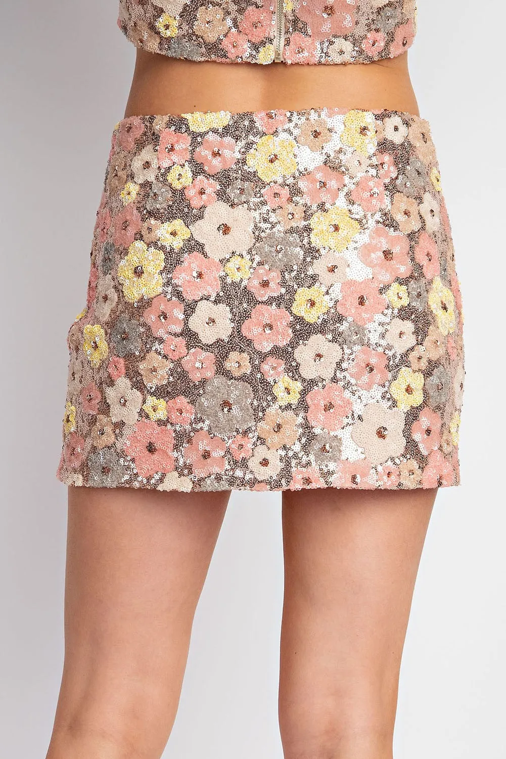 Bailey Flower Sequin Mini Skirt