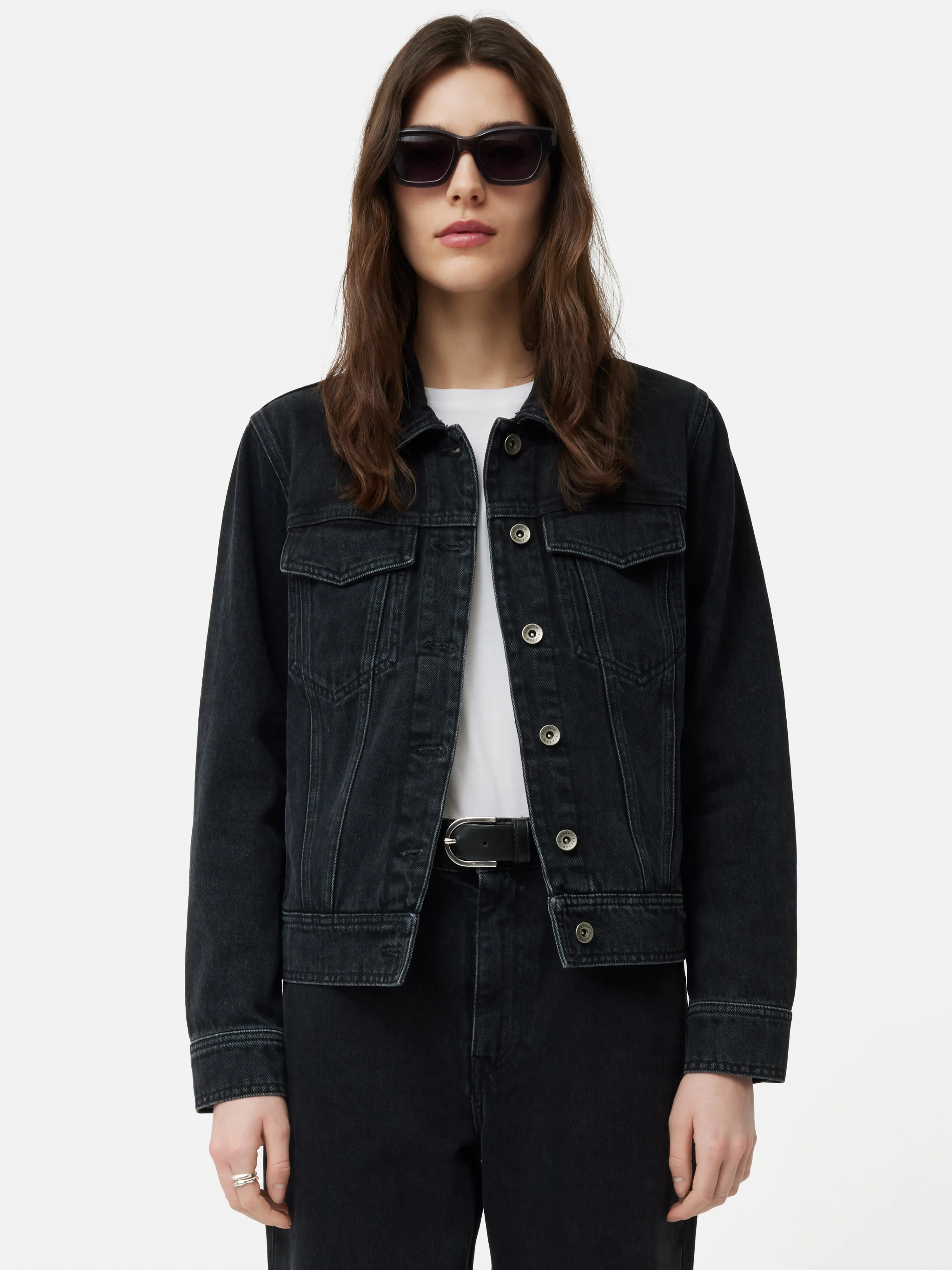 Boxy Denim Trucker Jacket | Washed Black