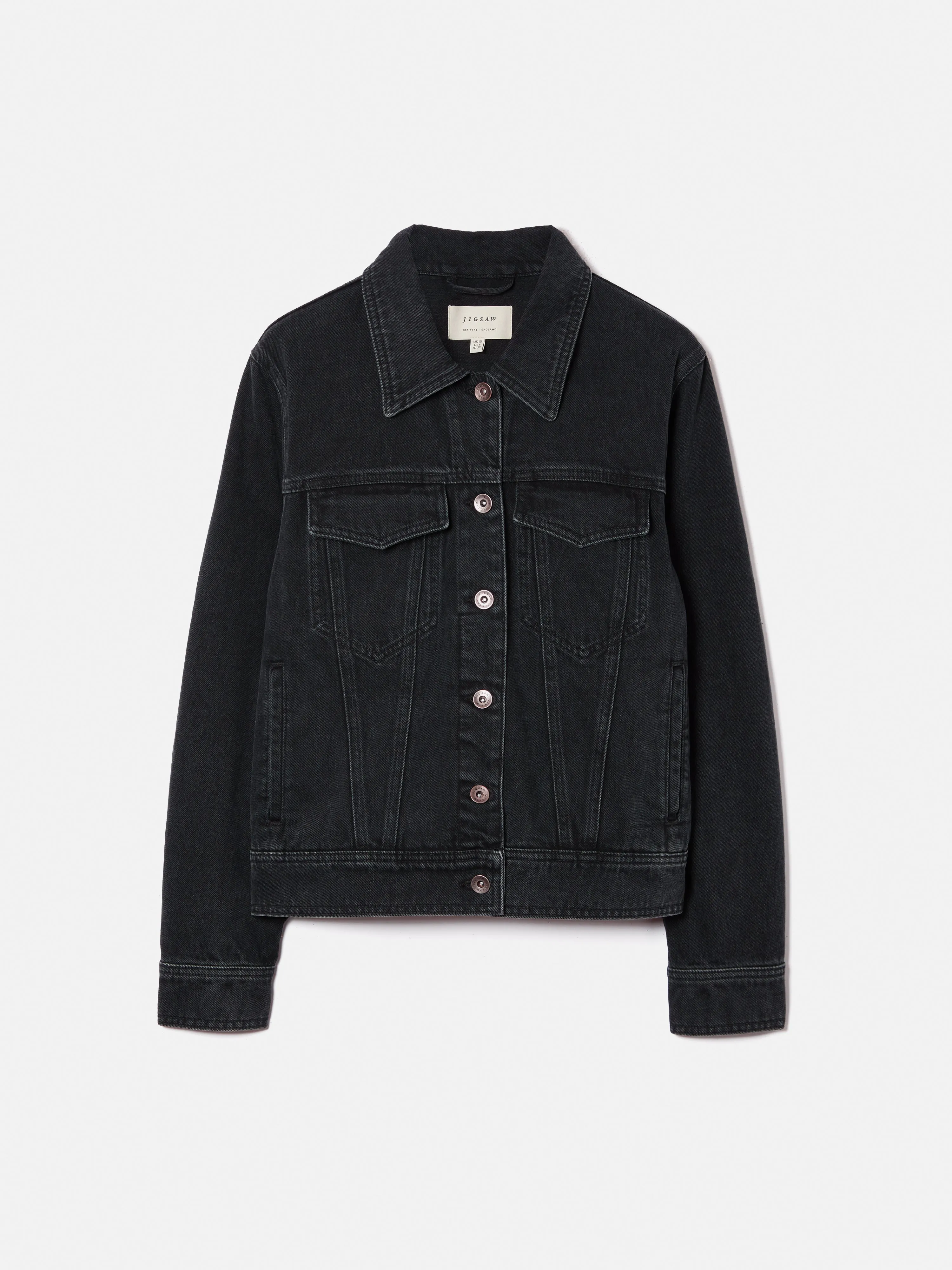 Boxy Denim Trucker Jacket | Washed Black