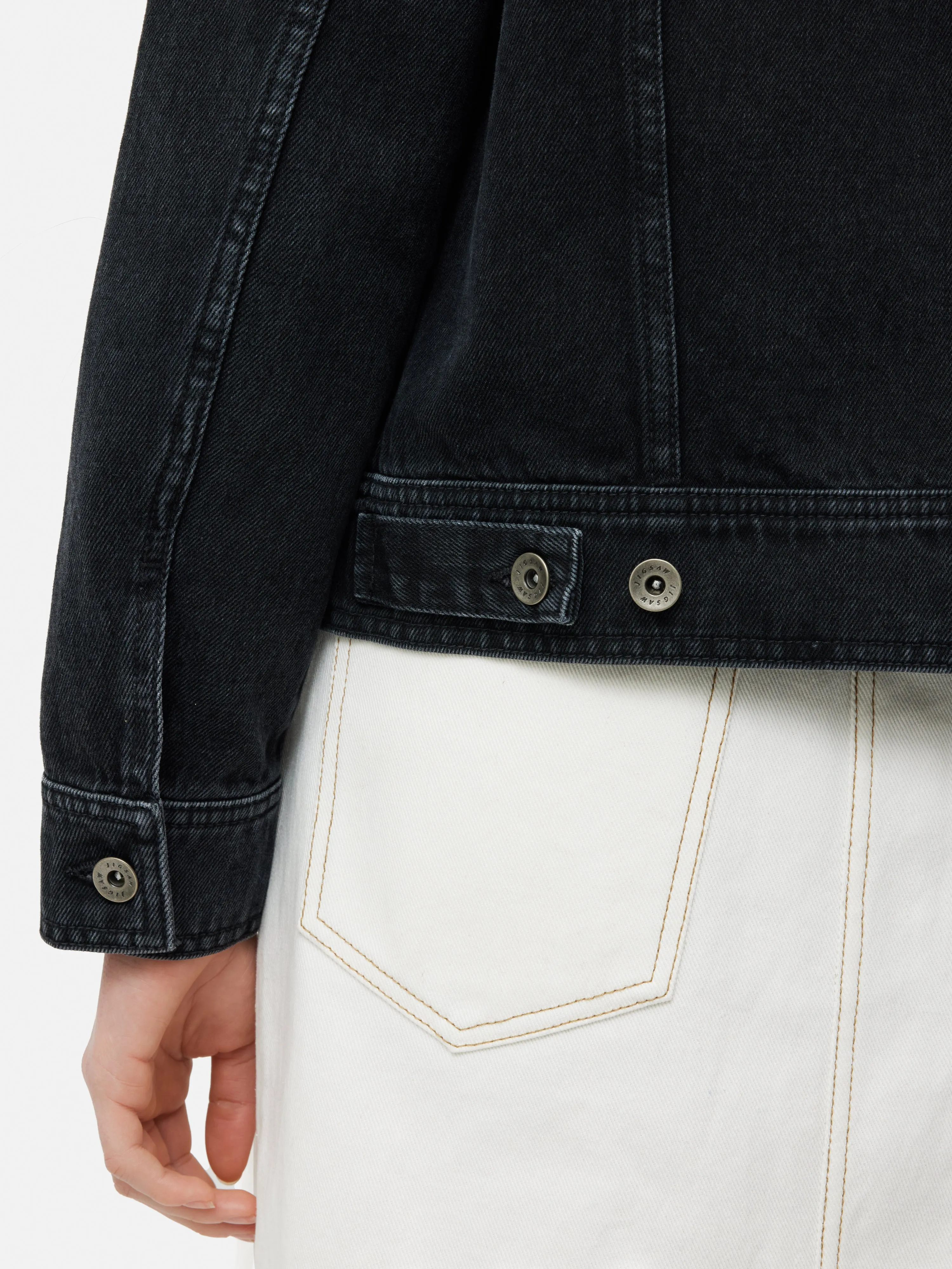 Boxy Denim Trucker Jacket | Washed Black