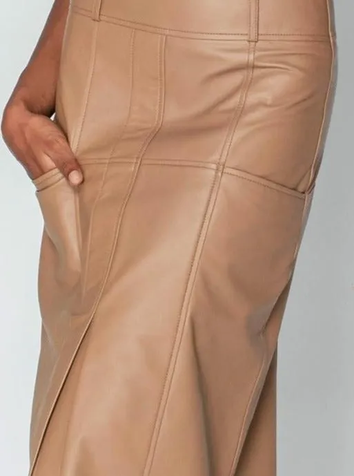 BRONTE LEATHER SKIRT - MOCHA