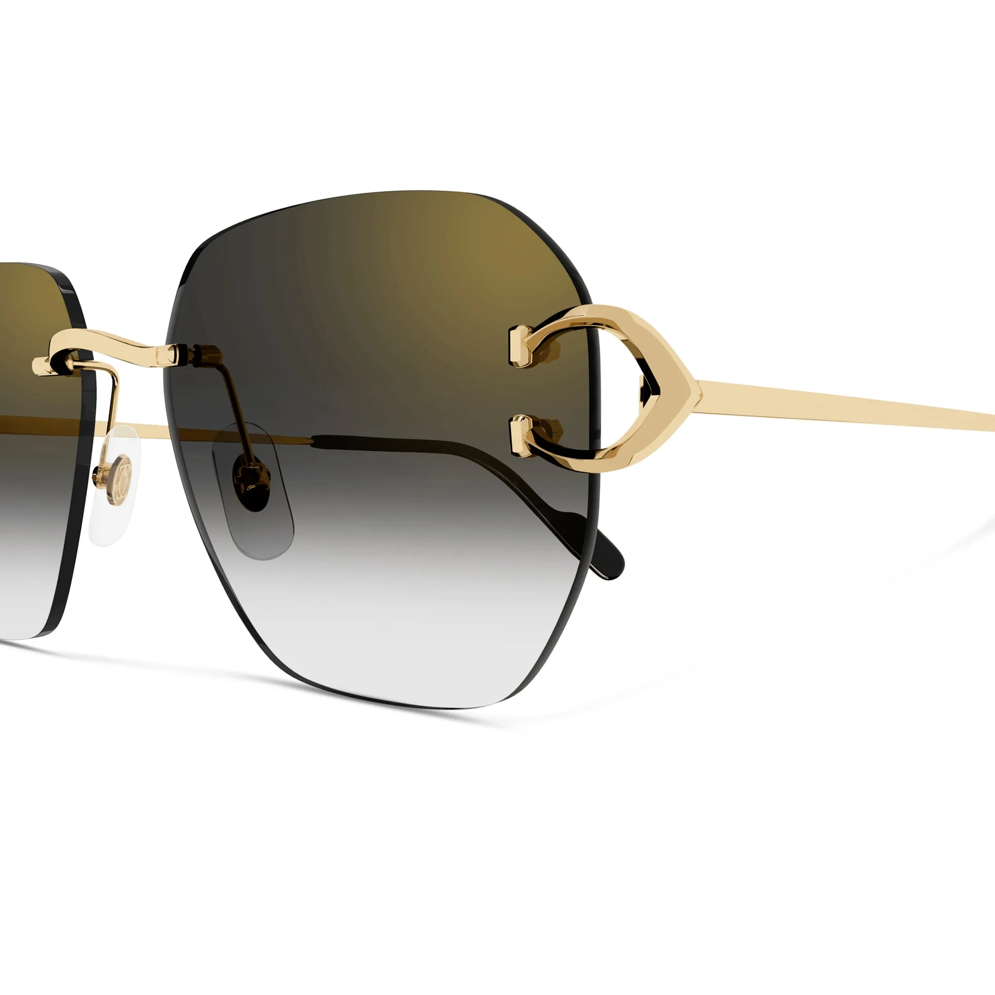 Cartier Eyewear CT0394S-001 C Decor Gold Grey Rimless Sunglasses