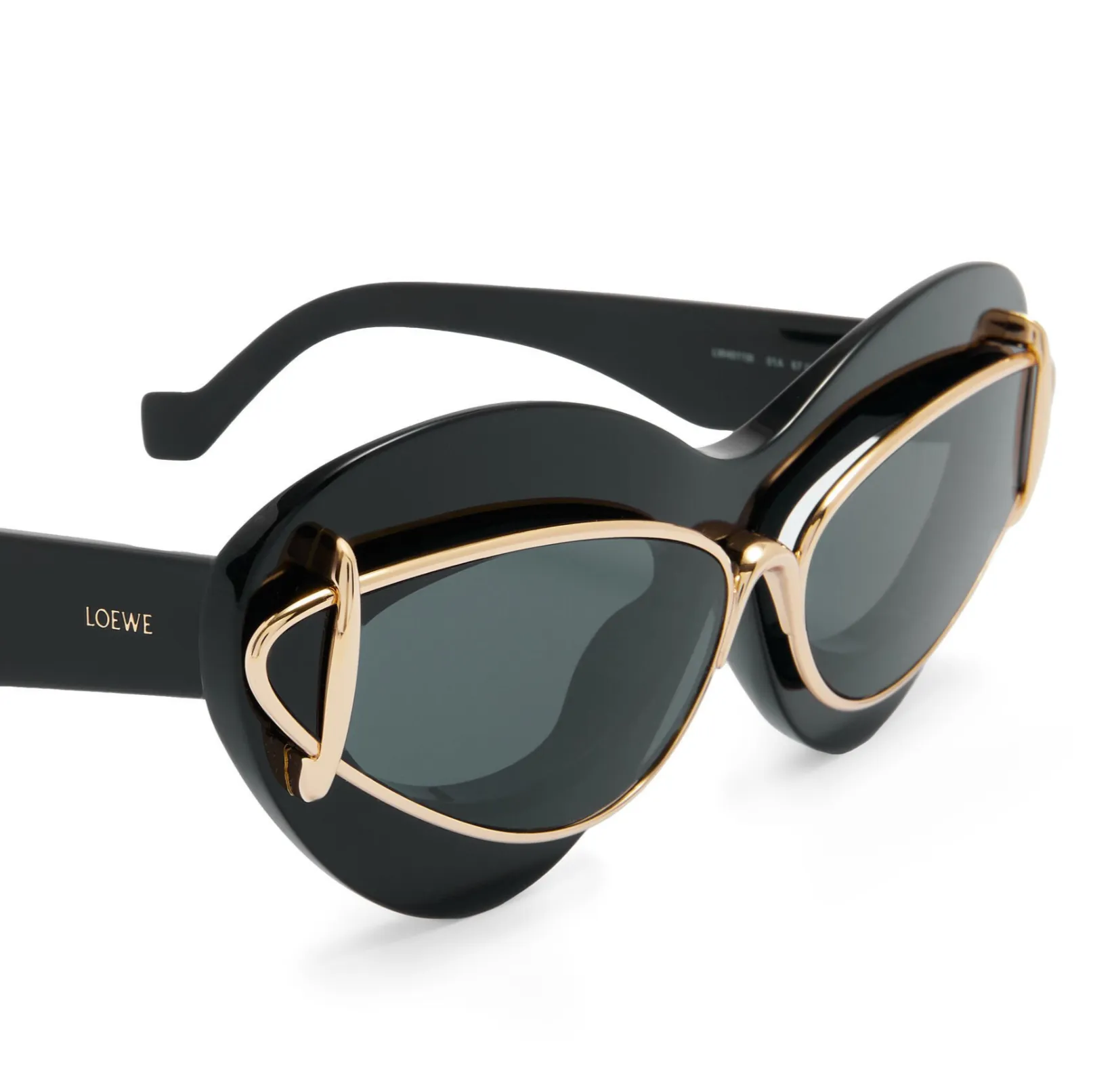 CATEYE DOUBLE FRAME SUNGLASSES - SHINY BLACK