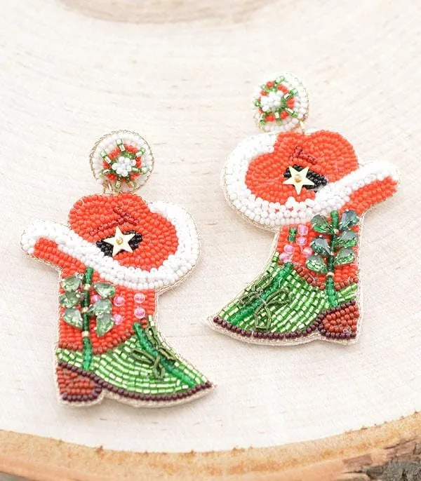 Christmas boot beaded earrings