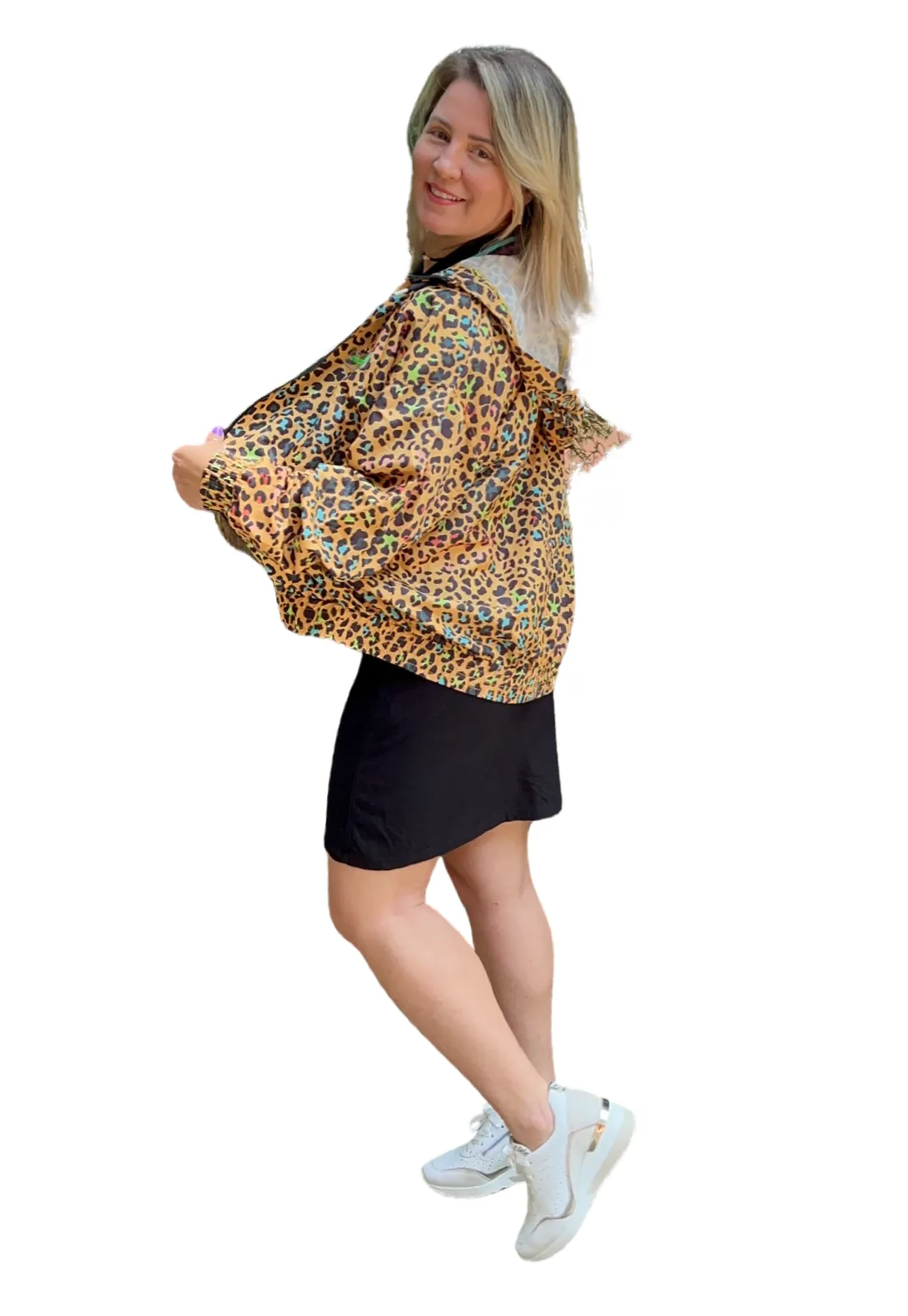 Colorful Leopard Print Windbreaker