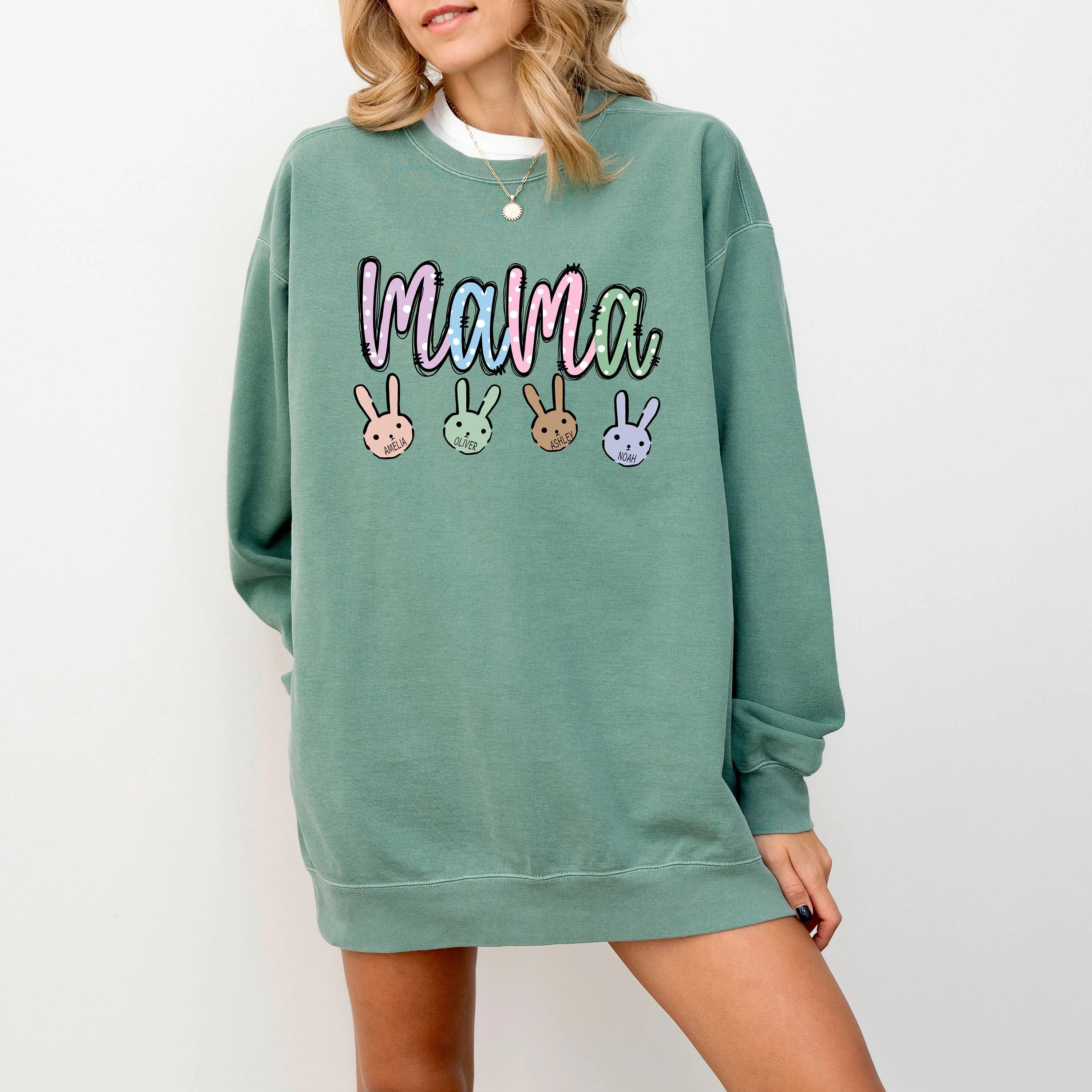 Custom Easter Mama Sweatshirt With Kids Names