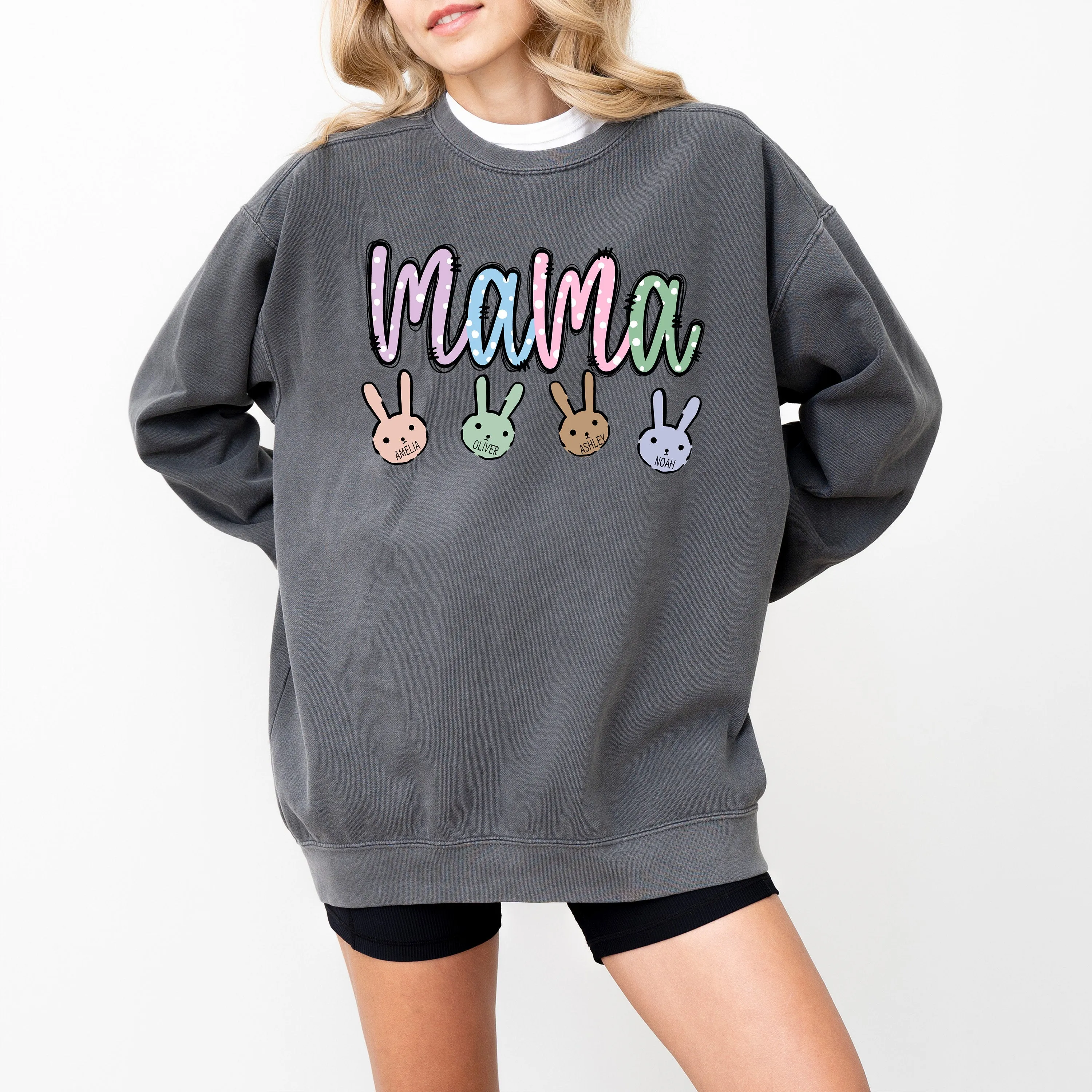 Custom Easter Mama Sweatshirt With Kids Names