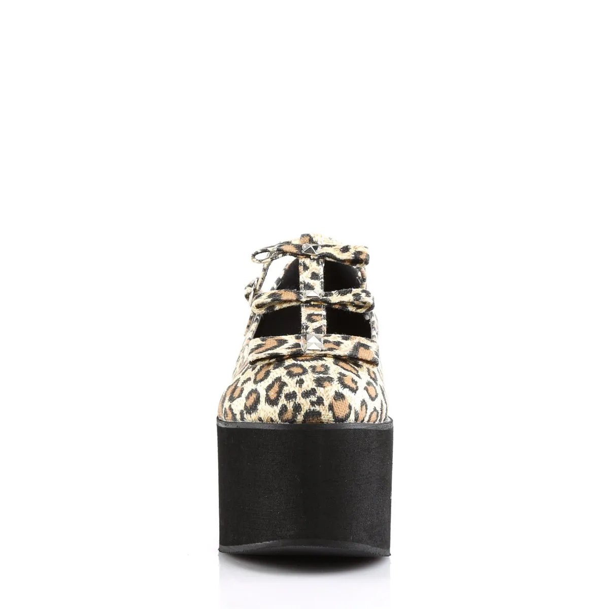 Demonia CLICK-08 | Leopard Canvas Platform Shoes