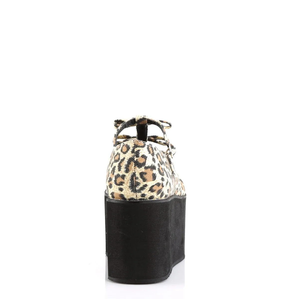 Demonia CLICK-08 | Leopard Canvas Platform Shoes