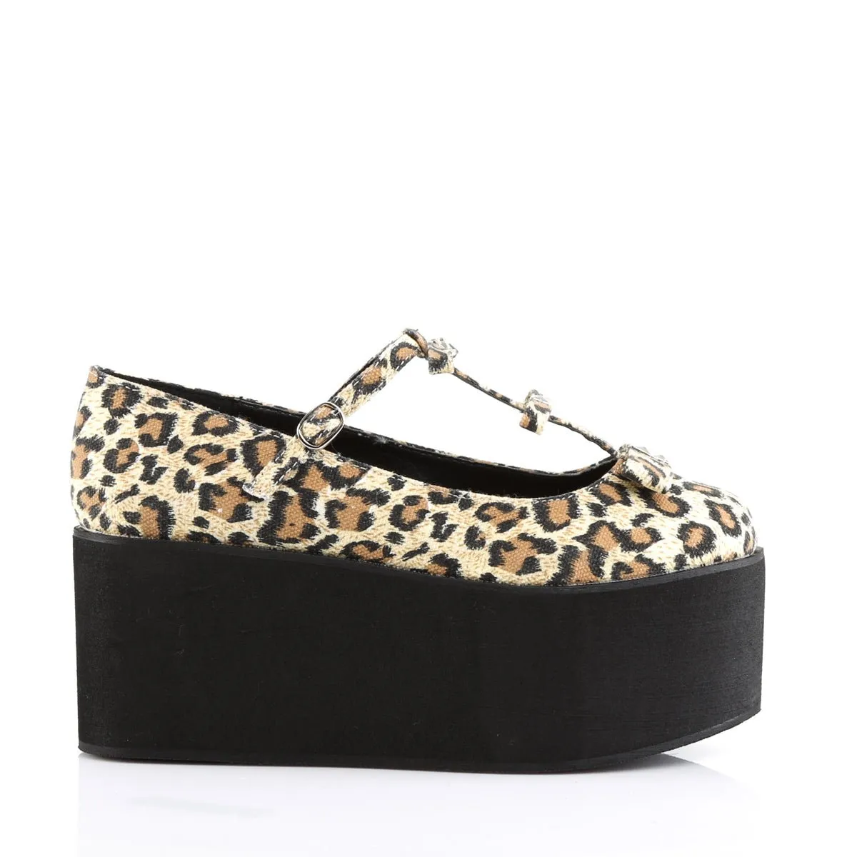 Demonia CLICK-08 | Leopard Canvas Platform Shoes