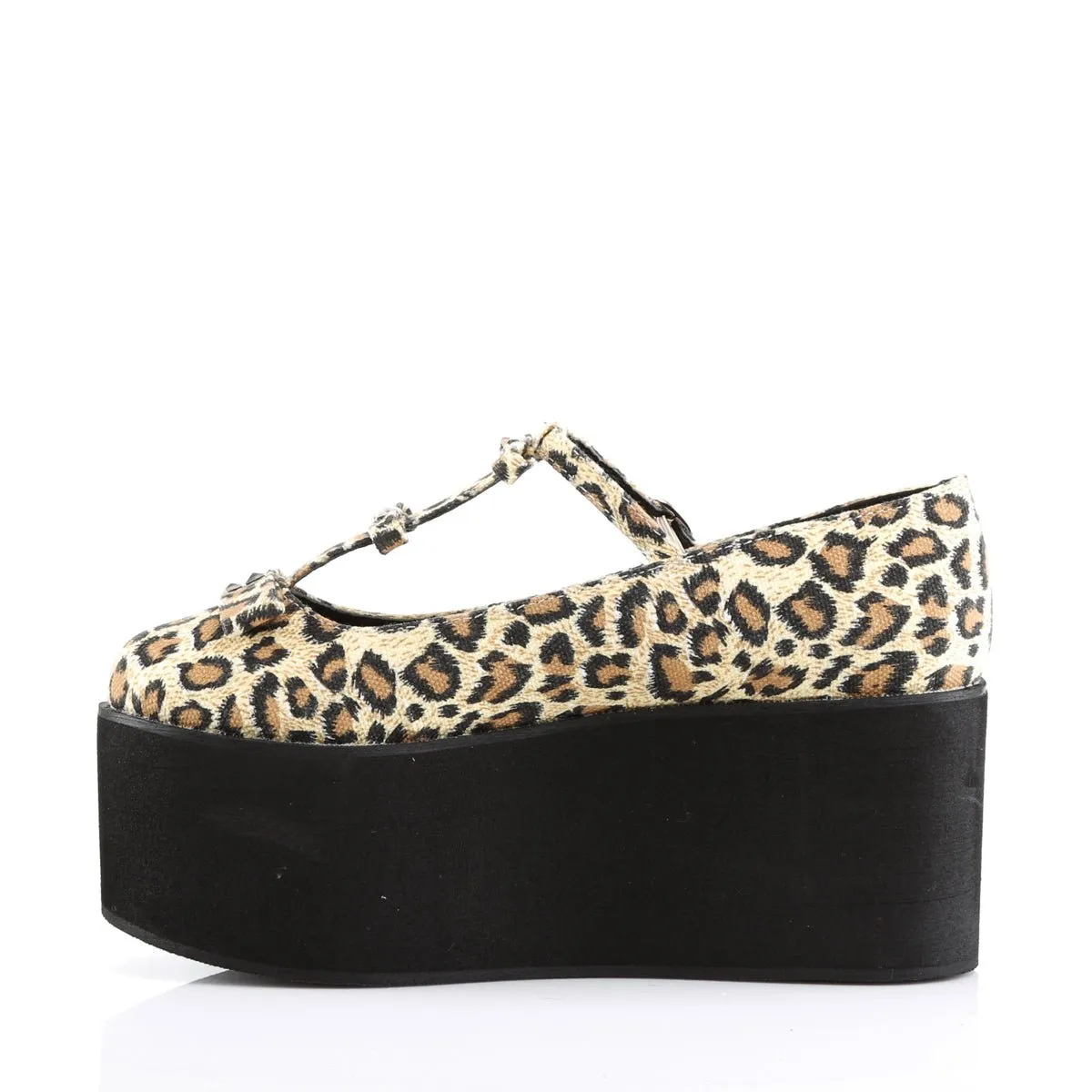 Demonia CLICK-08 | Leopard Canvas Platform Shoes