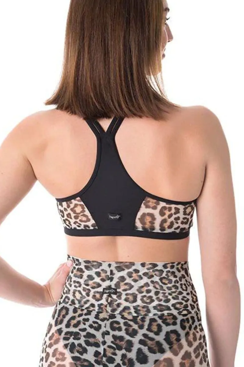 Dragonfly Victoria Sports Bra - Leopard Mesh