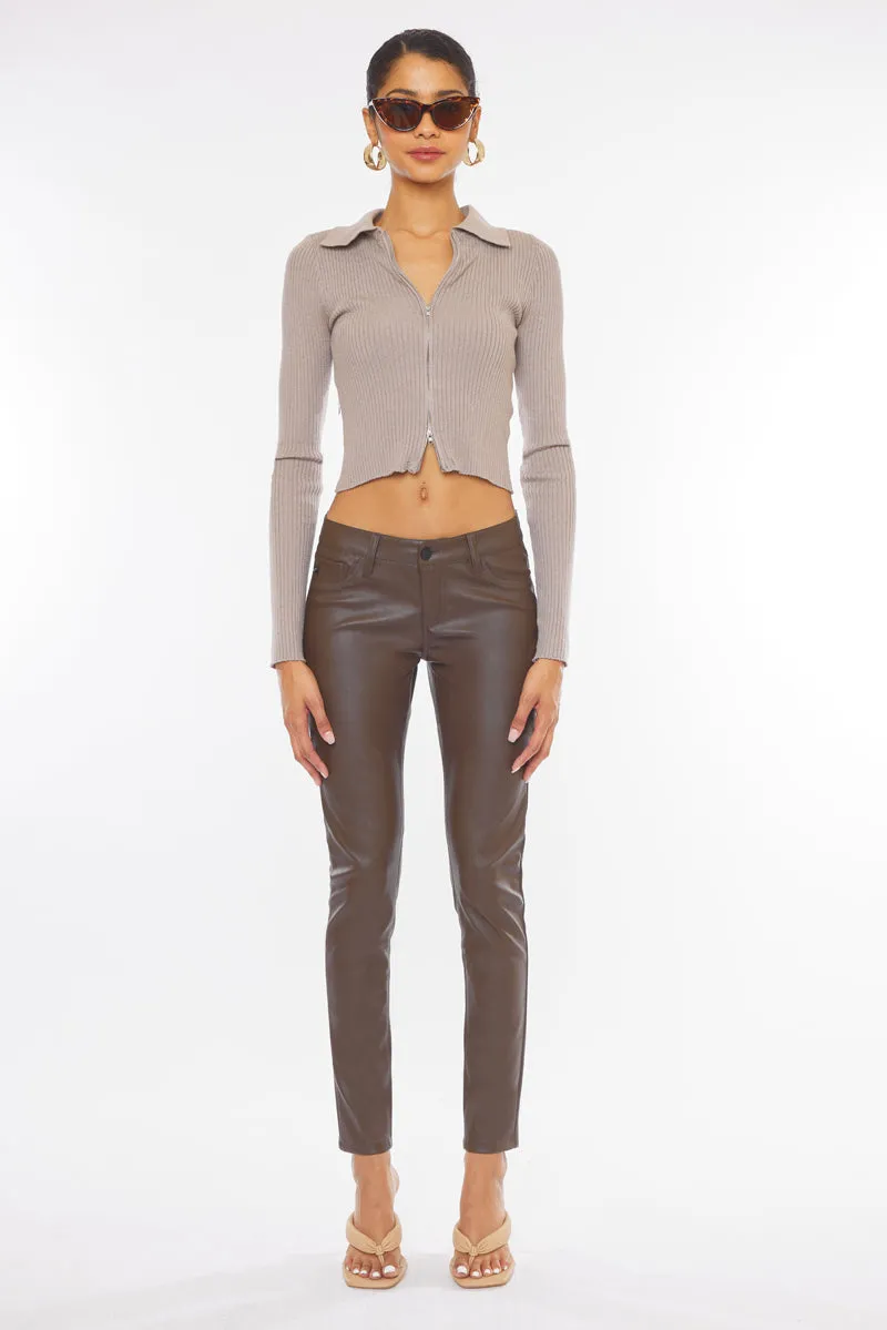 Farrah Low Rise Faux Leather Super Skinny