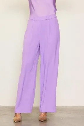 FINAL SALE - Lavender Pintuck Wide Leg Trousers