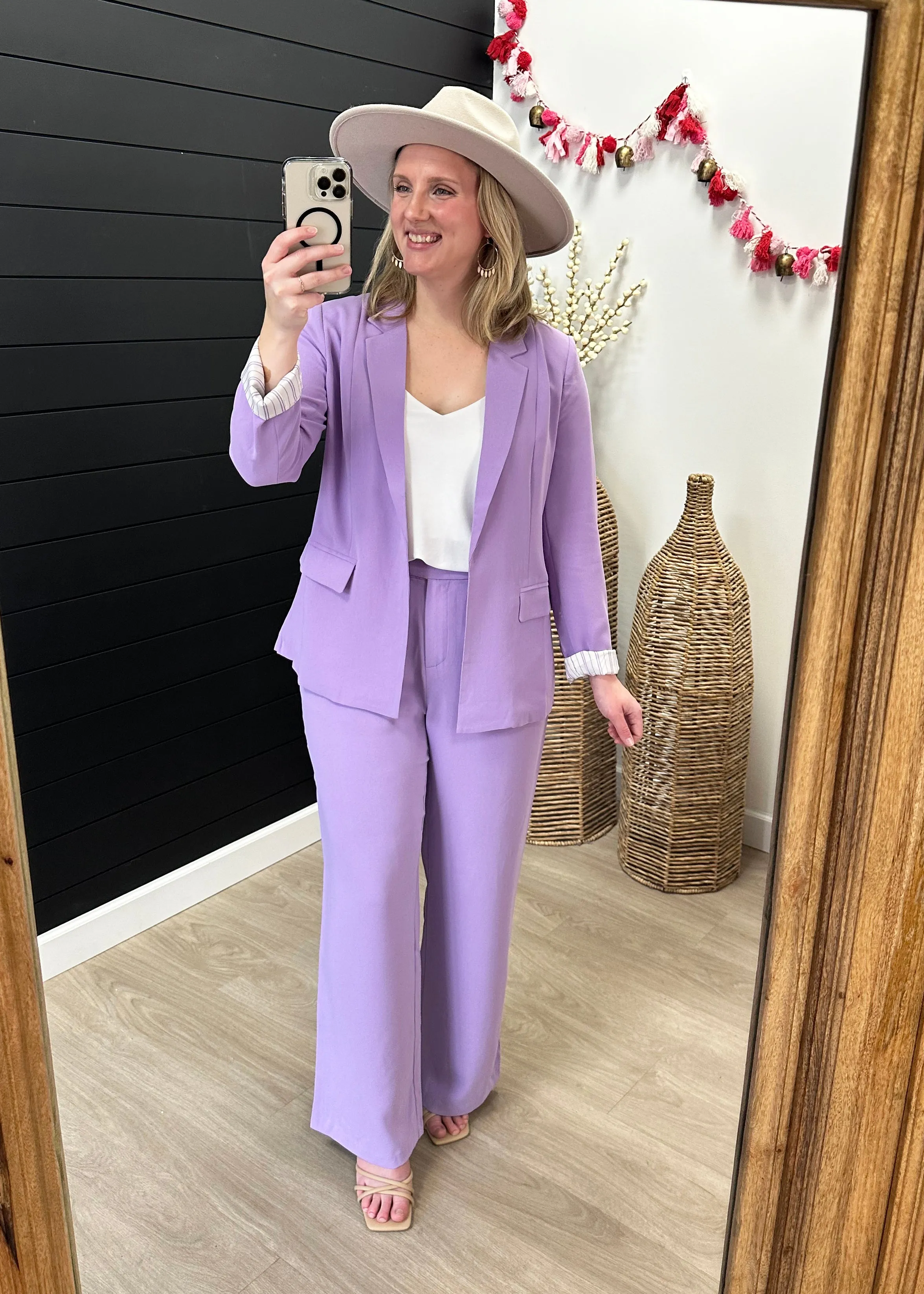 FINAL SALE - Lavender Pintuck Wide Leg Trousers