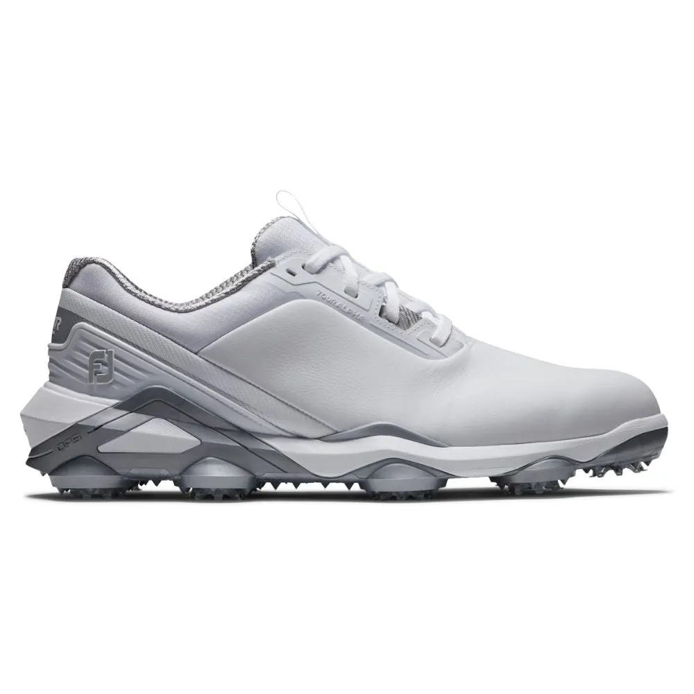 FootJoy Men's Tour Alpha Cleated Laced Golf Shoe - White/White/Silver