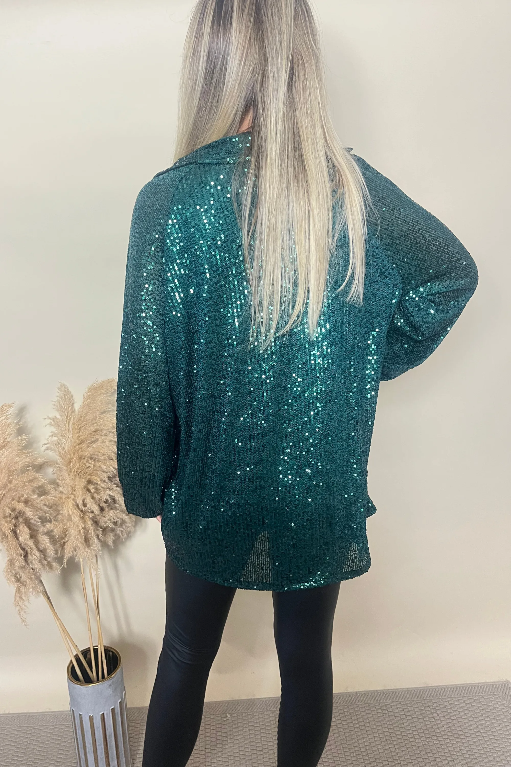 Green sequin floaty shirt