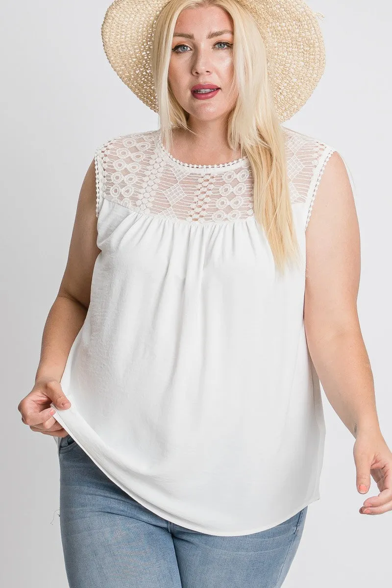 Hailey & CO Sleeveless Top with Lace Detail