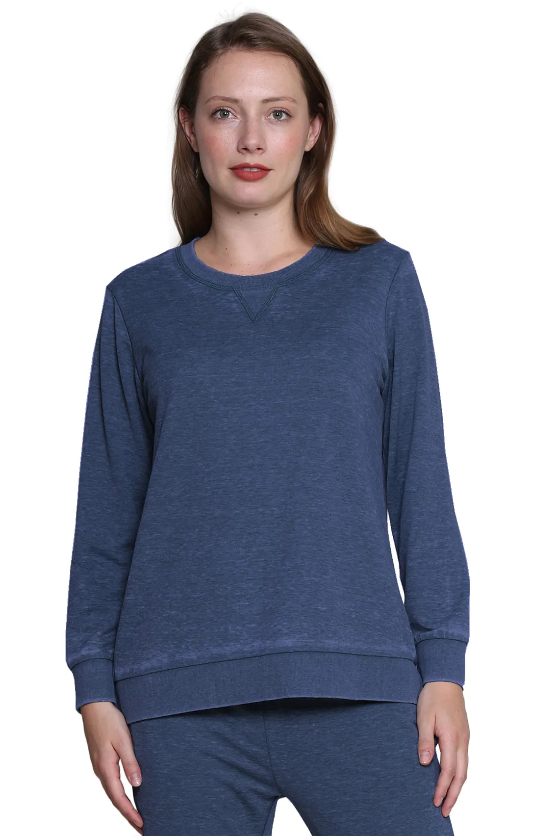 Heathered Crew Neck French Terry Sweatshirt