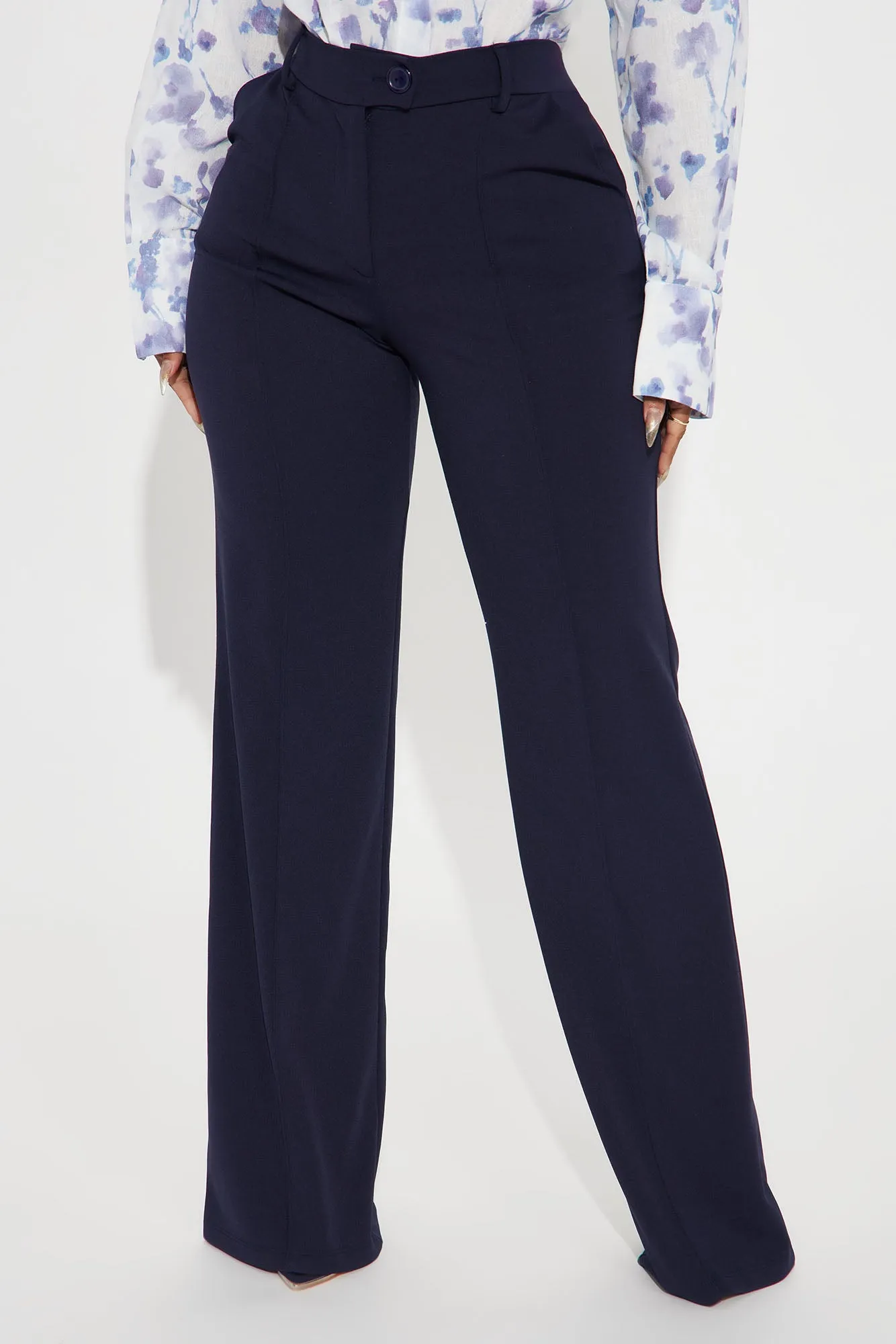 Heidi Wide Leg Trouser Pant - Navy