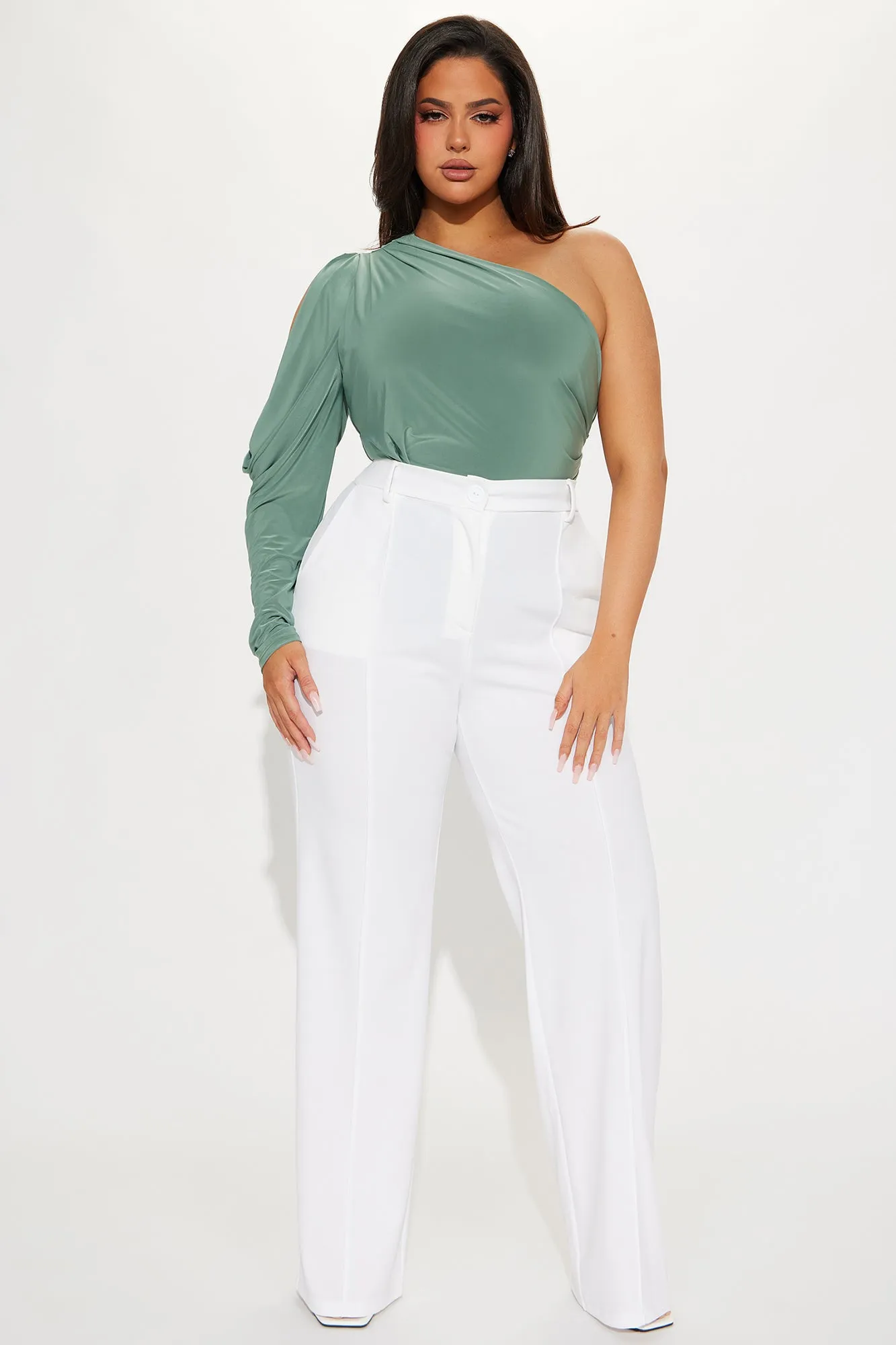 Heidi Wide Leg Trouser Pant - White