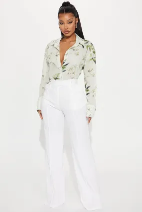 Heidi Wide Leg Trouser Pant - White