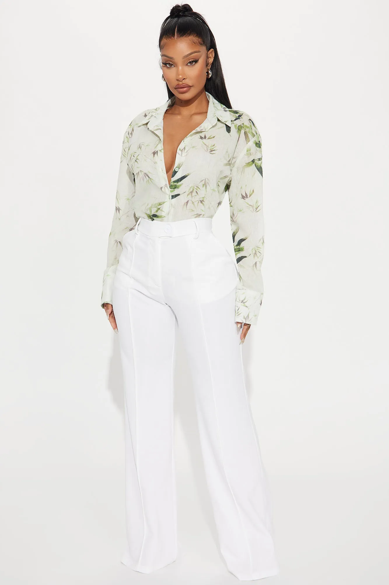 Heidi Wide Leg Trouser Pant - White