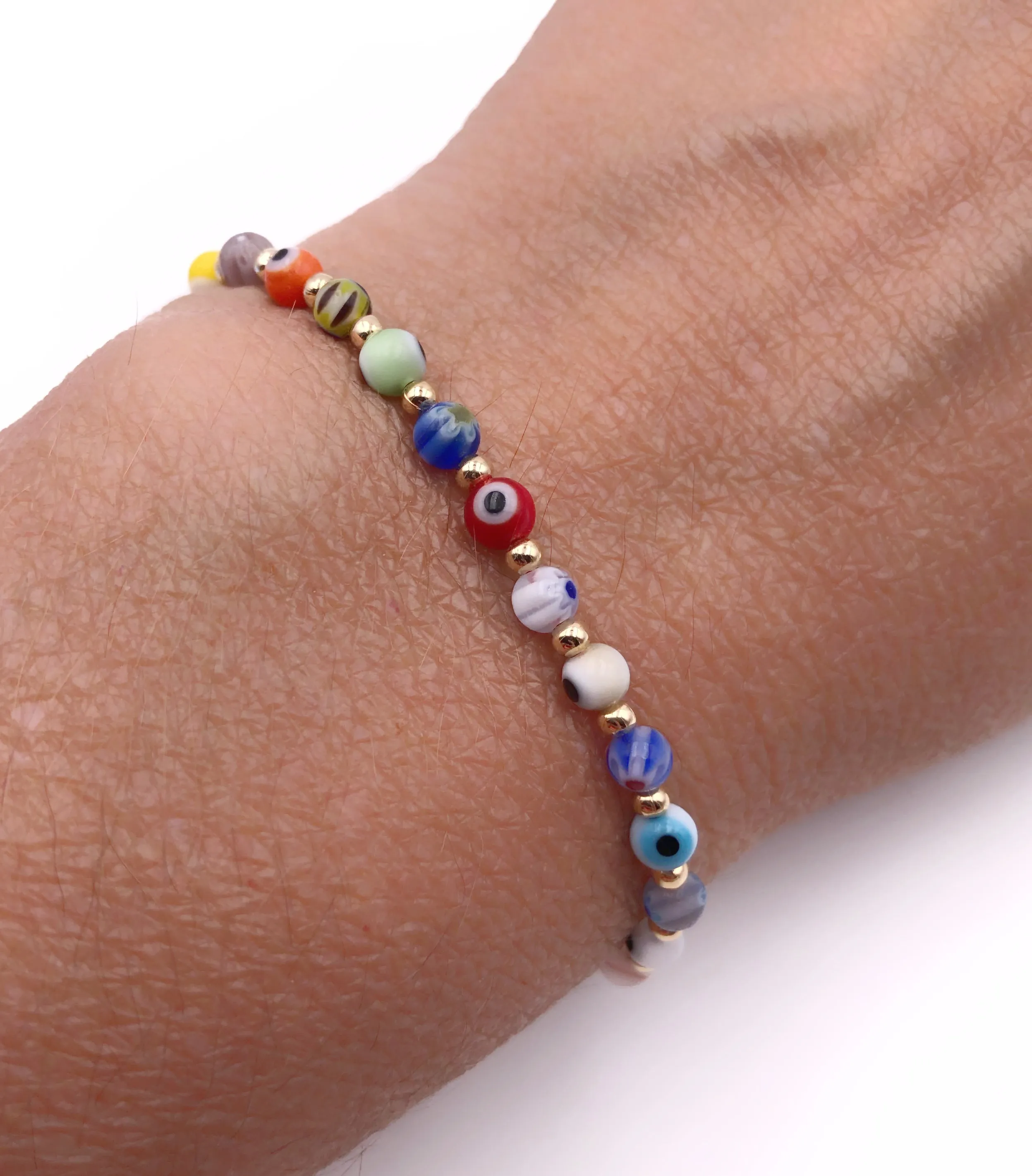 Horse Shoes Charms Dainty Evil Eye Bracelet