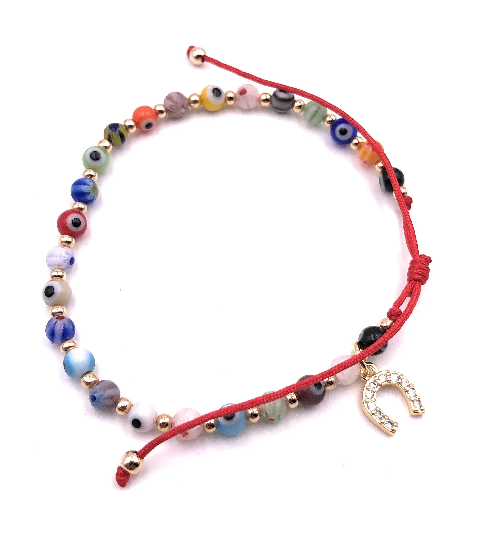 Horse Shoes Charms Dainty Evil Eye Bracelet