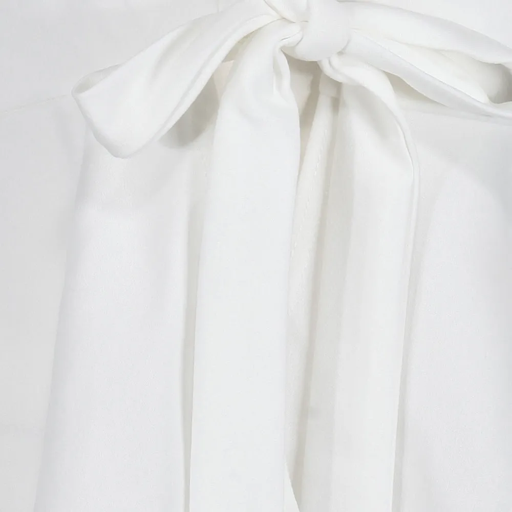 Ivory Long Sleeve Tie Front Jacket