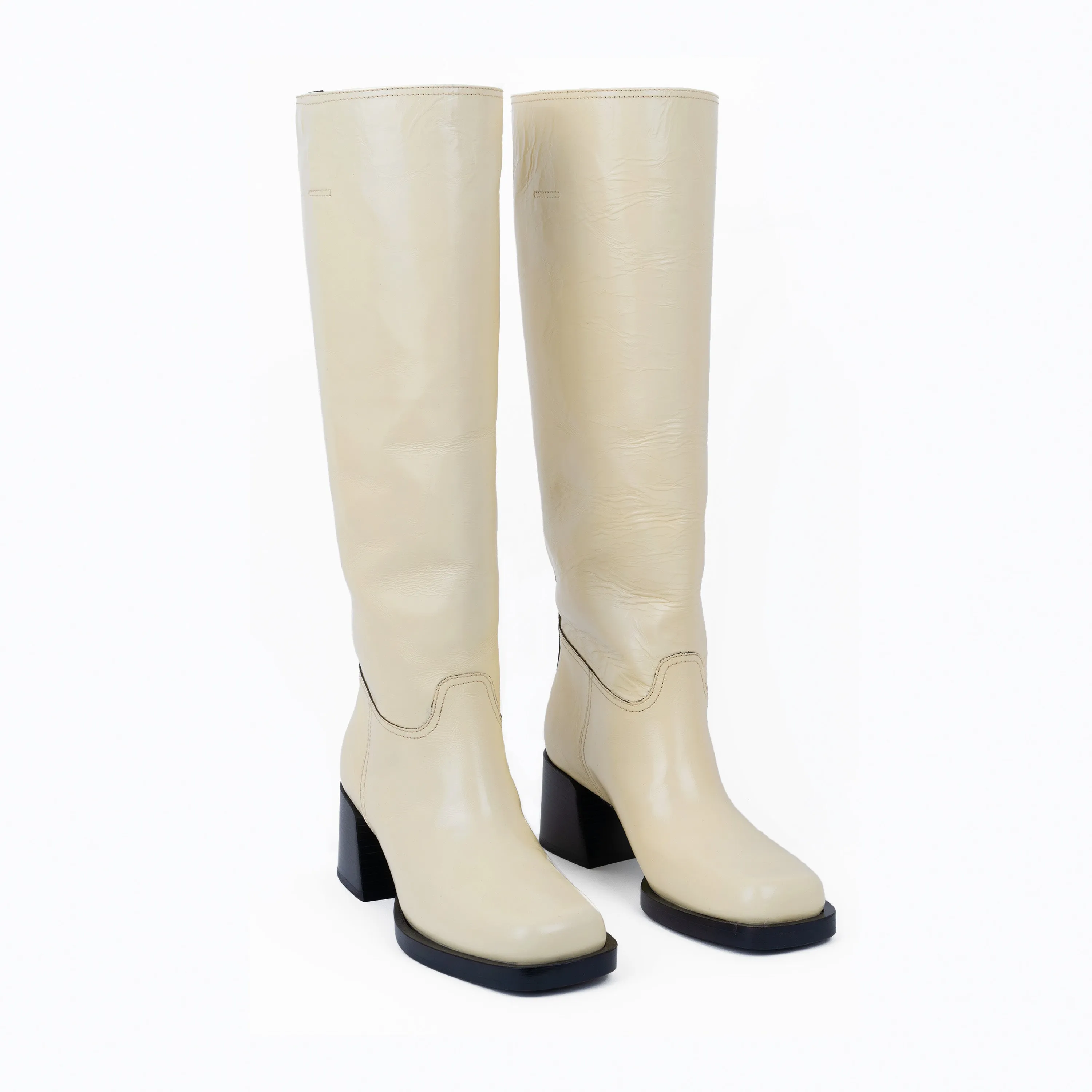 Joan High Boot Ivory Patent