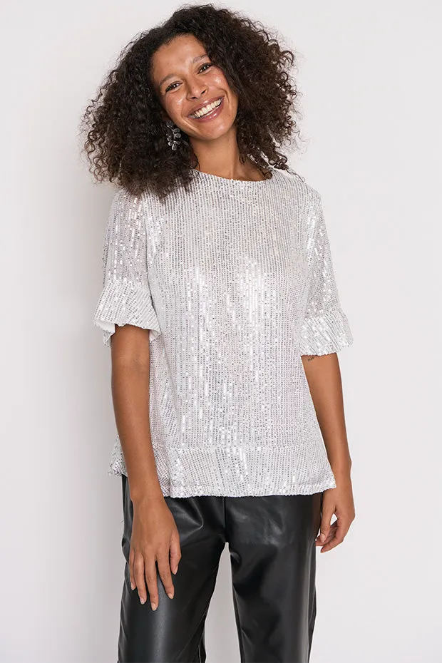 Joe Silver Sequins Party Top