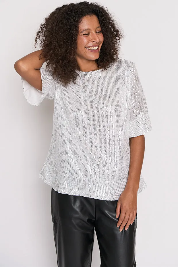 Joe Silver Sequins Party Top