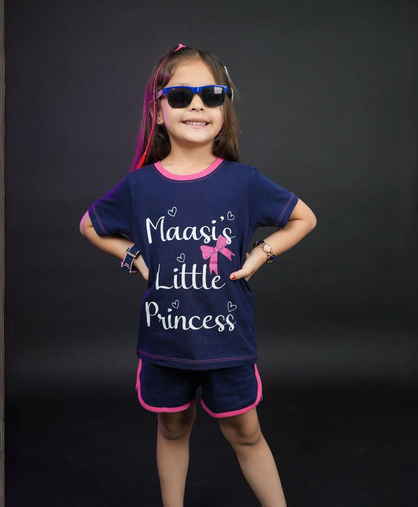 Maasi's Little Princess Print Half Sleeves T-Shirt & Shorts Set