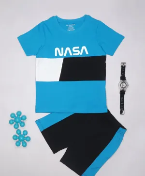 Nasa Print Half Sleeves T-Shirt & Shorts Set