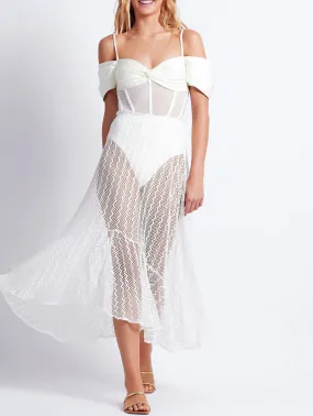 Patbo - Lace Netted Beach Skirt - White