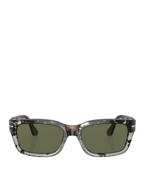 Persol PO3301S Sunglasses Brown Cut Grey Tortoise / Green Polarized Lens