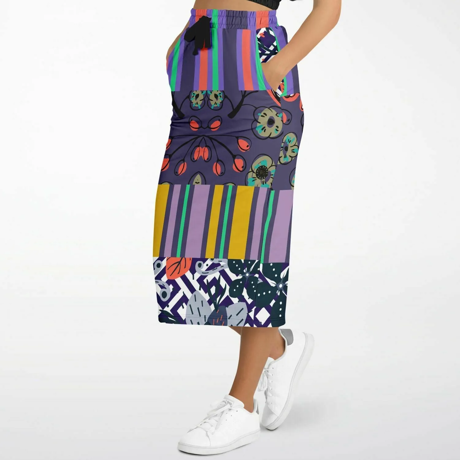 Purple Flurry Eco-Poly Long Pocket Skirt