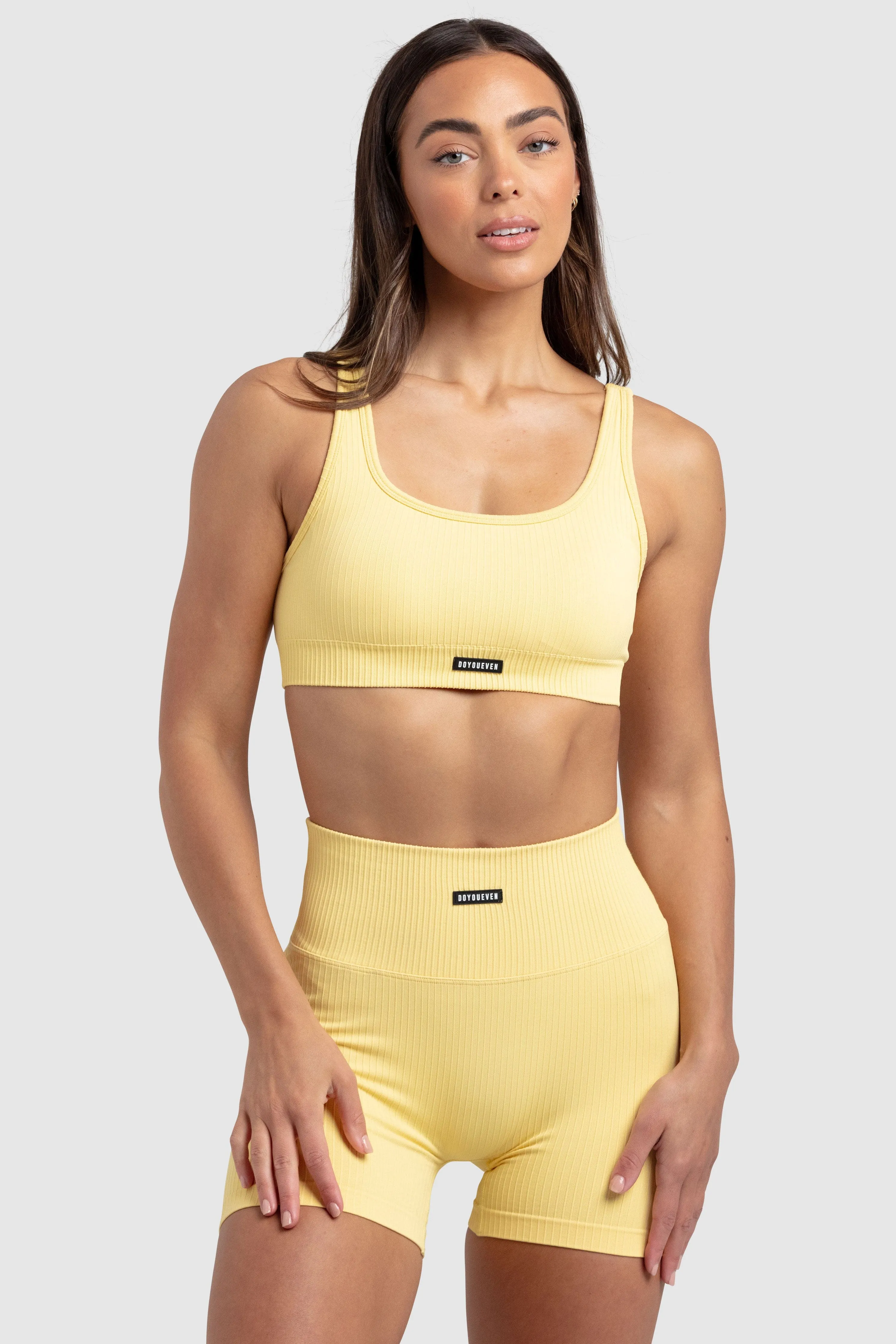 Ribbed Seamless Shorts - Canary Yellow