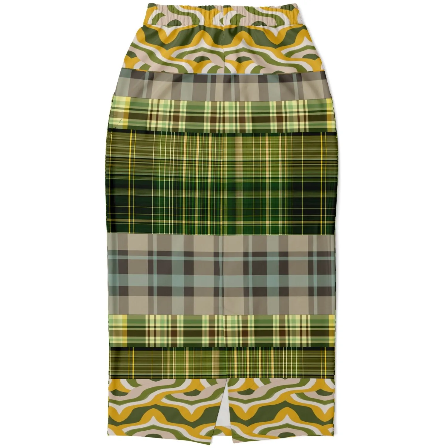 Rolling Green Plaid Eco-Poly Long Pocket Skirt