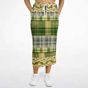 Rolling Green Plaid Eco-Poly Long Pocket Skirt