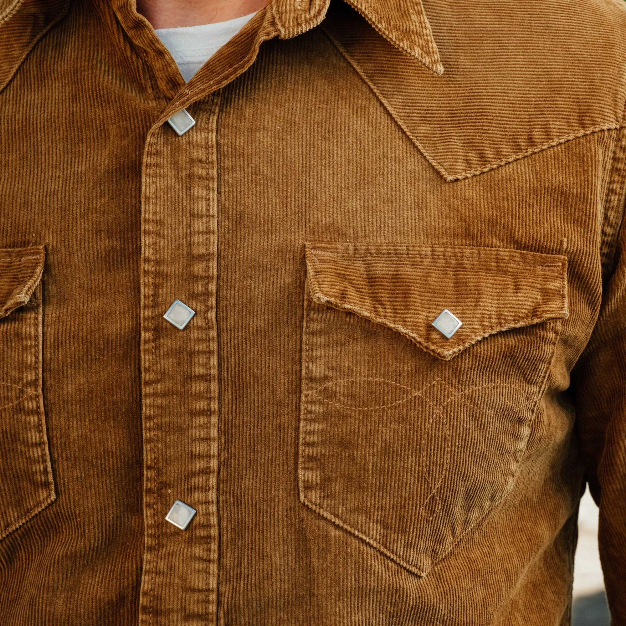 RRL Slim Fit Corduroy Western Shirt Faded Tan