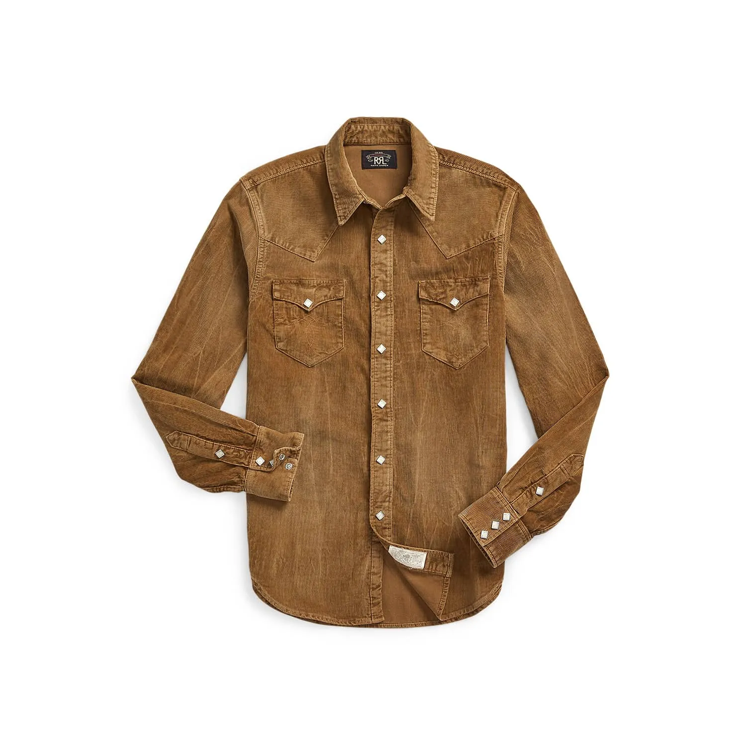 RRL Slim Fit Corduroy Western Shirt Faded Tan