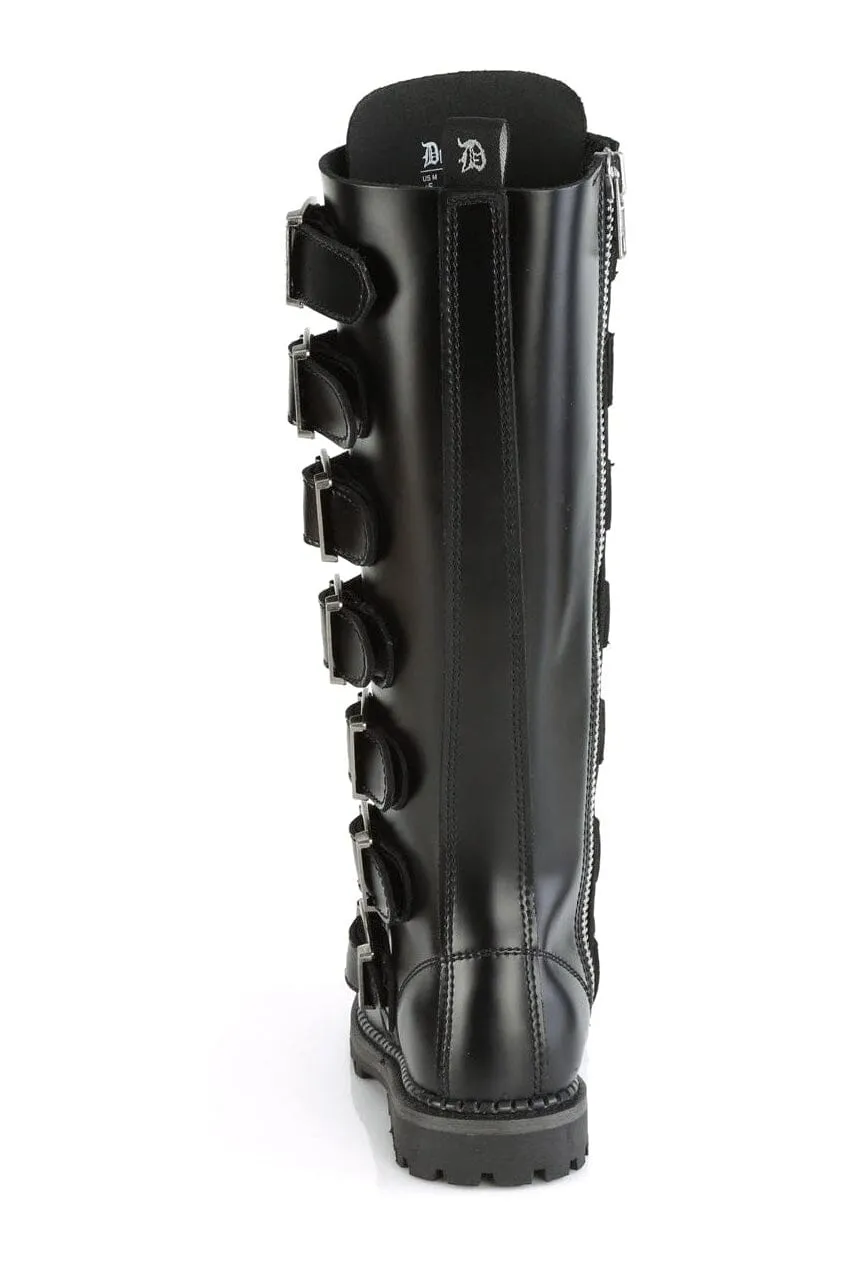 SS-RIOT-21MP Black Leather Knee Boot